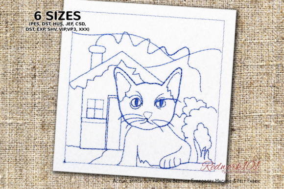 Angry Cat in Window Bluework