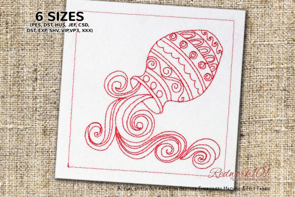 Aquarius Sign Redwork Design