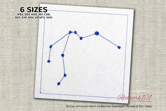 Aquarius Star Constellation Redwork