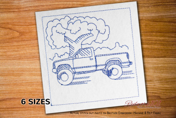 Car Pickup Truck Van Redwork Design