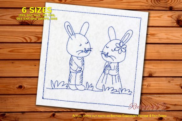 Easter Couple Redwork