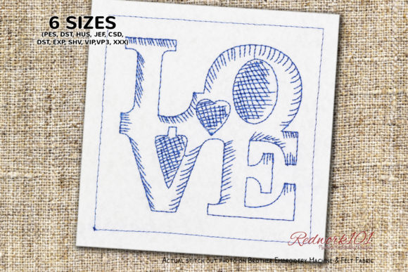 Love Words Redwork