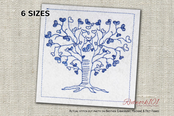 Romantic Love Tree Redwork