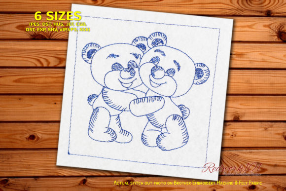 Teddy Bear Hugs Bluework