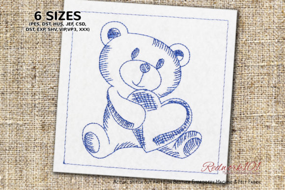 Teddy Holding Heart Lineart
